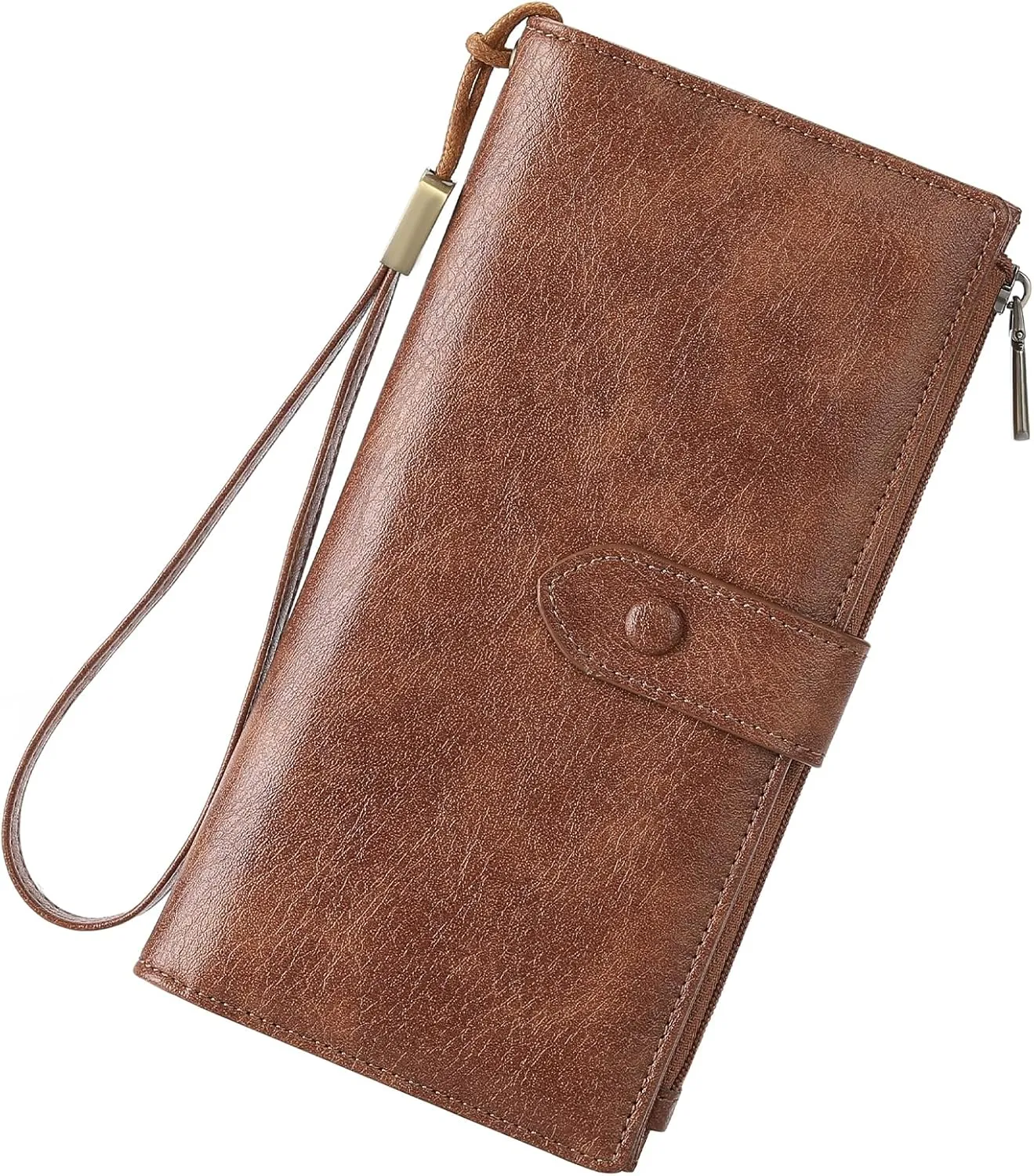 SENDEFN Slim Leather Womens Wallet RFID Blocking Credit Card Holder bifold Ladies Wristlet Purse with Zipper Pocket