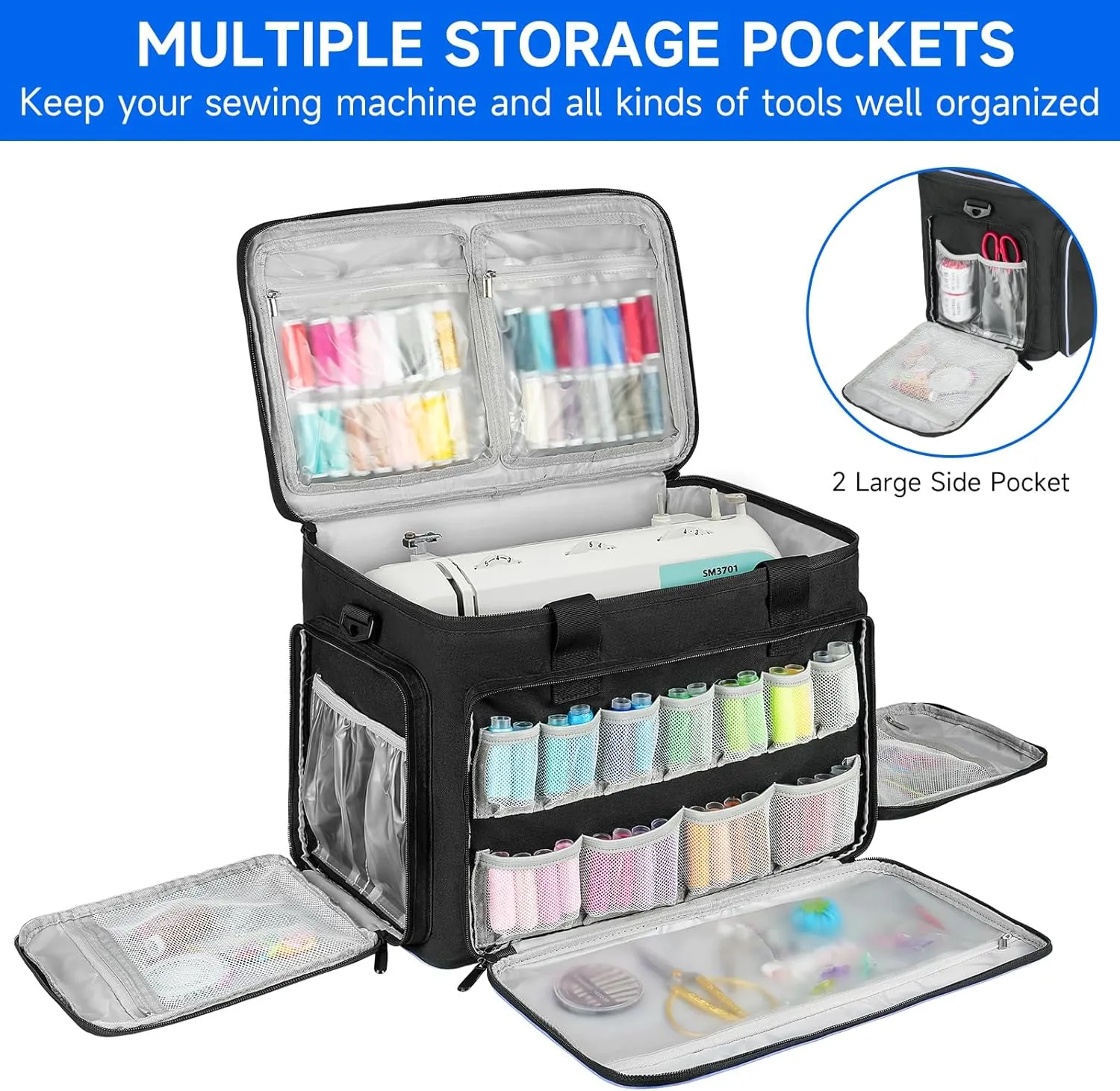 Sewing Machine Case with Removable Padding,Sewing Machine Carrying Bag Fit for Most Standard Size Singer,Brother,Janome and Sewing Accessories