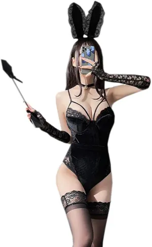 sexy bunny outfit for women lingerie costume playboy Cosplay Maid Bunny Girl Naughty Underwear cute velvet Outfits Anime One Piece Bodysuit Babydoll Roleplay ears Bra Tail Christmas set Black