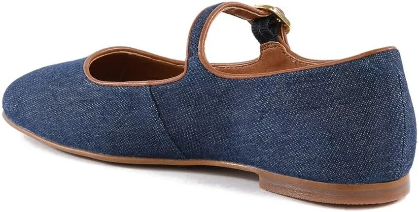 Seychelles Shea Denim & Leather Mary Jane Flat