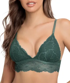 SHEKINI Women's Triangle Cup Floral Lace Bralette Padded Wireless Bra Longline Convertible