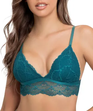 SHEKINI Women's Triangle Cup Floral Lace Bralette Padded Wireless Bra Longline Convertible