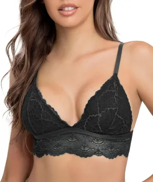 SHEKINI Women's Triangle Cup Floral Lace Bralette Padded Wireless Bra Longline Convertible