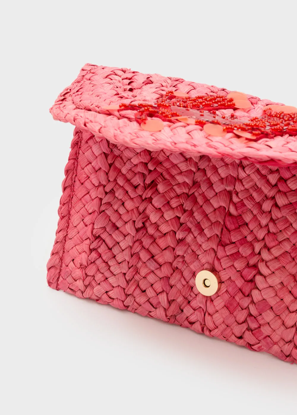 SHELLY CLUTCH IN RAFFIA