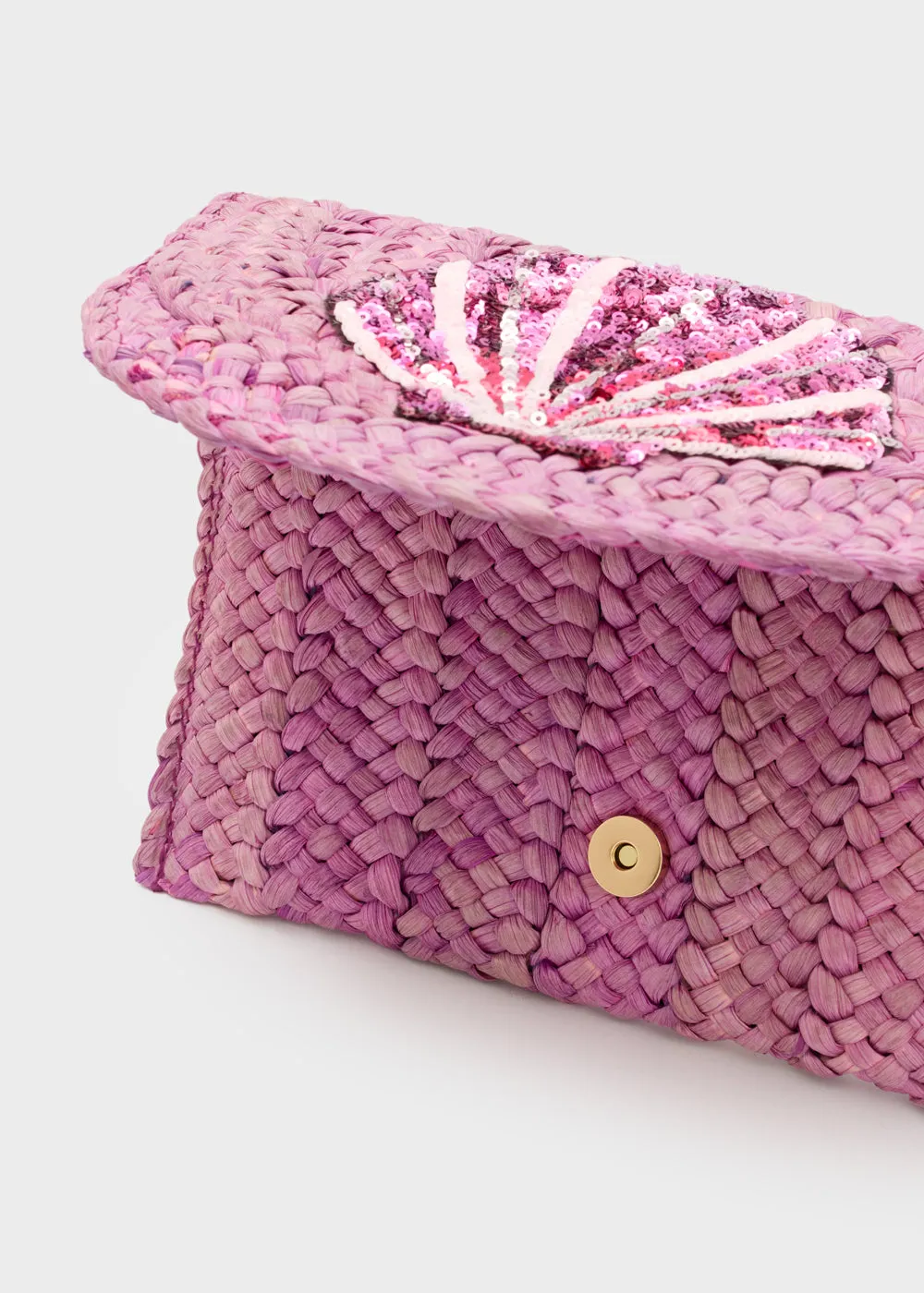 SHELLY CLUTCH IN RAFFIA