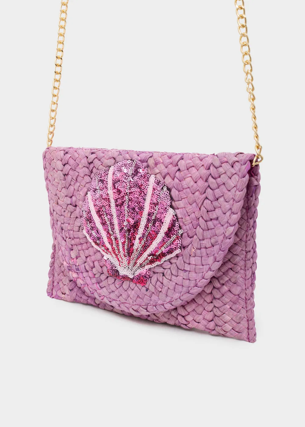 SHELLY CLUTCH IN RAFFIA