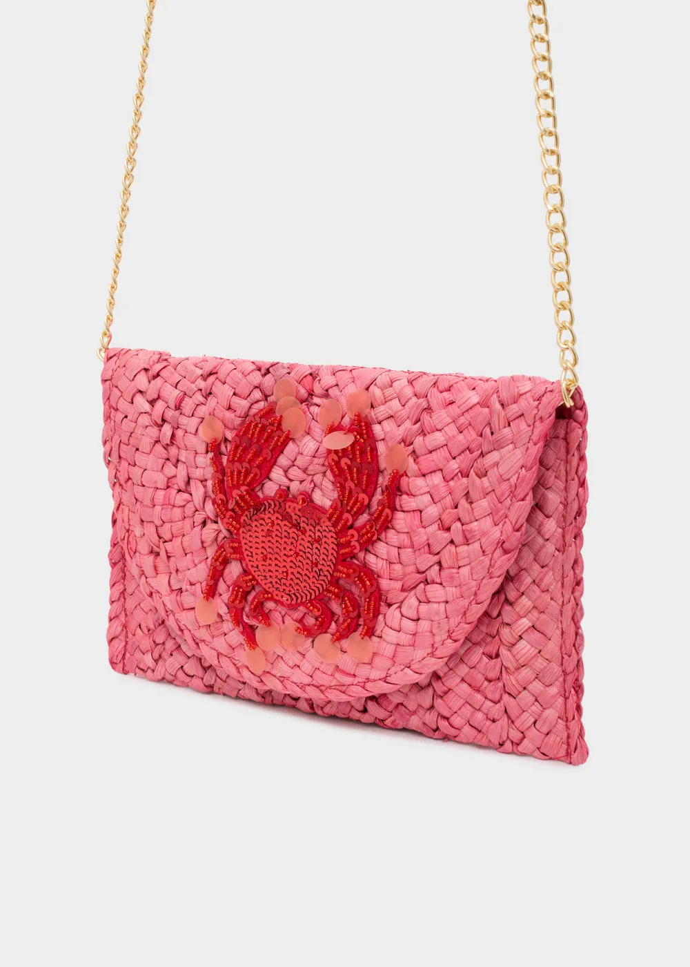SHELLY CLUTCH IN RAFFIA