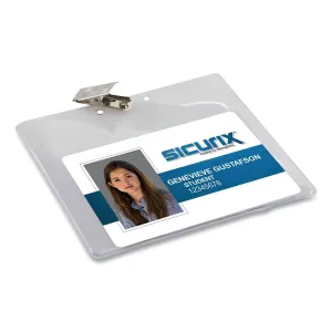 SICURIX® Sicurix Badge Holder, Horizontal, 3 X 4, Clear, 50/pack