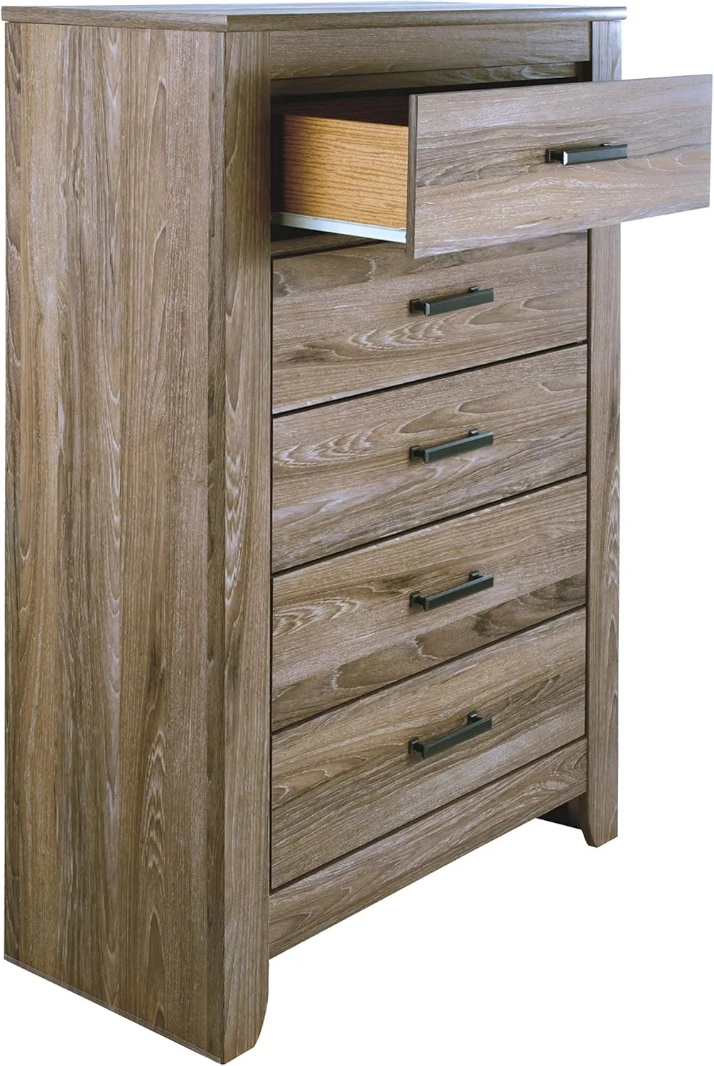 Signature Design by Ashley Zelen Rustic Contemporary 5 Drawer Chest of Drawers, Warm Gray