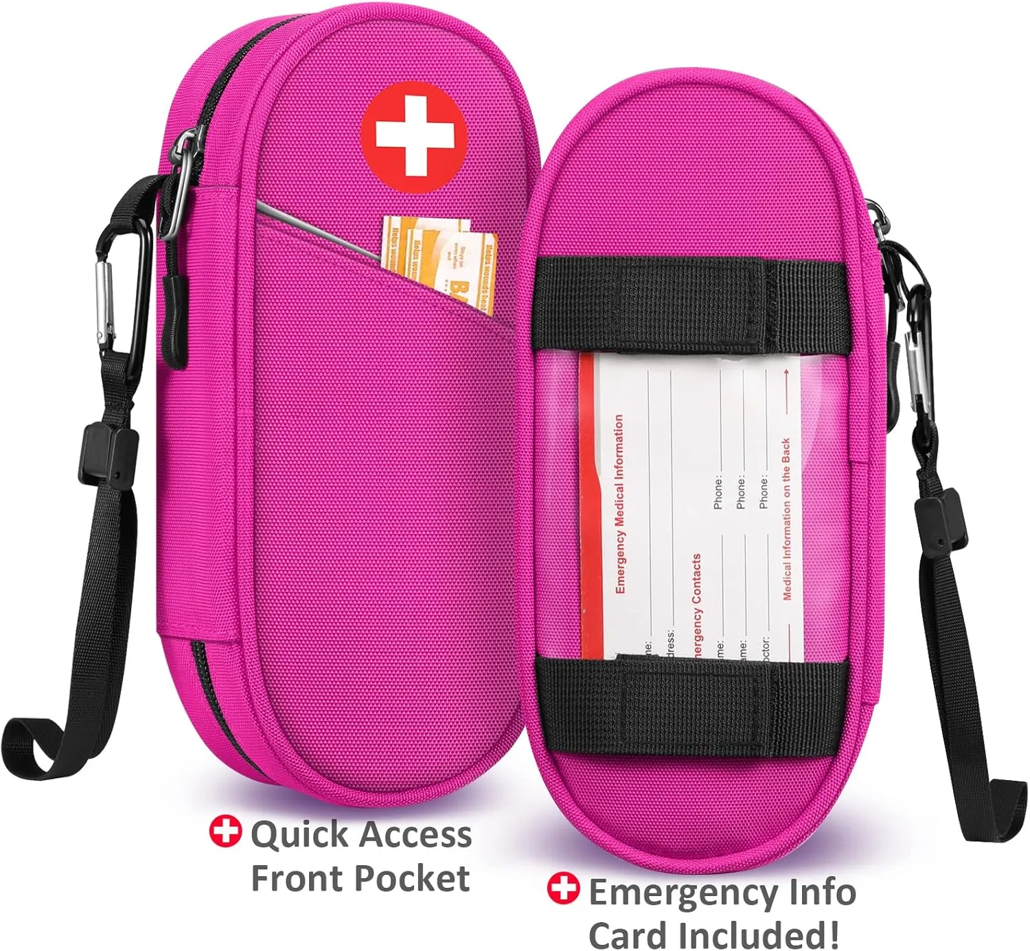 SITHON EpiPen Medical Carrying Case Insulated, Travel Medication Organizer Bag Emergency Medical Pouch Holds 2 EpiPens, Asthma Inhaler, Anti-Histamine, Auvi-Q, Allergy Medicine Essentials, Magenta