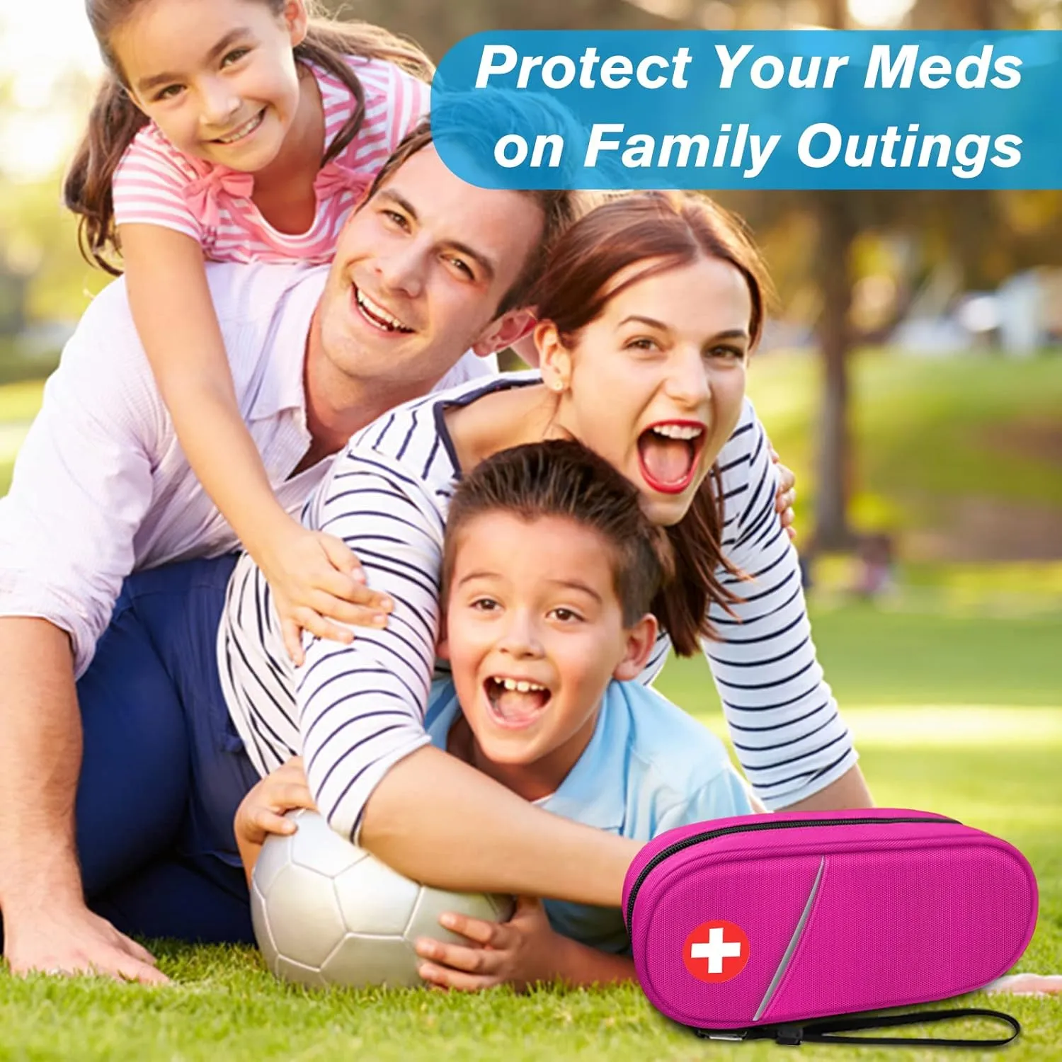 SITHON EpiPen Medical Carrying Case Insulated, Travel Medication Organizer Bag Emergency Medical Pouch Holds 2 EpiPens, Asthma Inhaler, Anti-Histamine, Auvi-Q, Allergy Medicine Essentials, Magenta