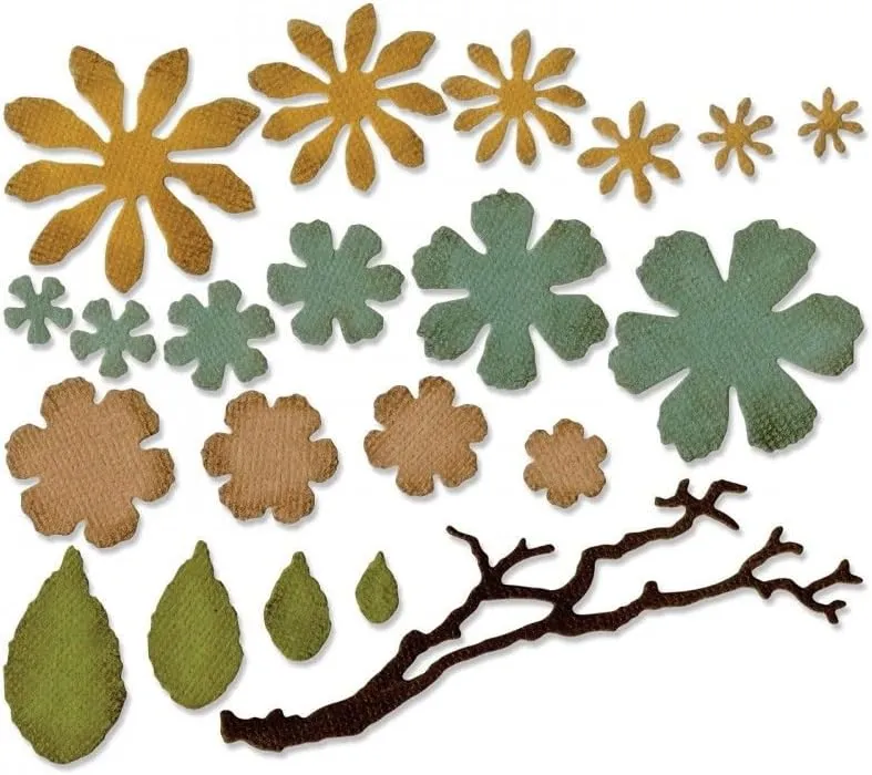 Sizzix, Multi Color, Thinlits Die Set 661806, Tattered Florals by Tim Holtz, 21 Pack, One Size (SIZ661806)