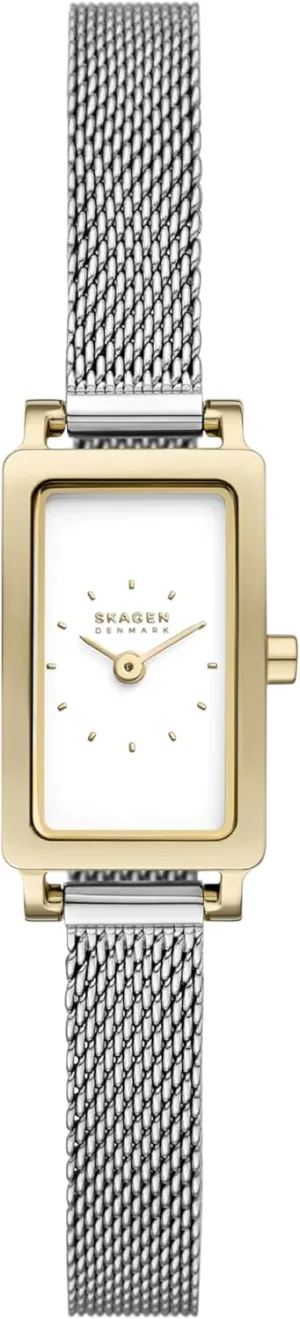 Skagen Hagen Rectangular Case Women's Watch with Stainless Steel Bracelet, Mesh or Leather Band