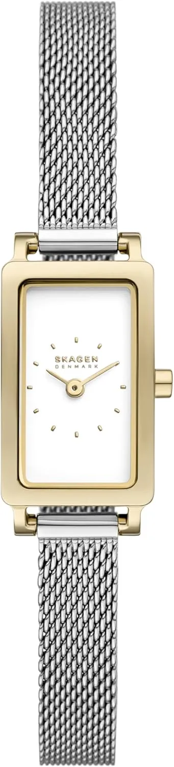 Skagen Hagen Rectangular Case Women's Watch with Stainless Steel Bracelet, Mesh or Leather Band