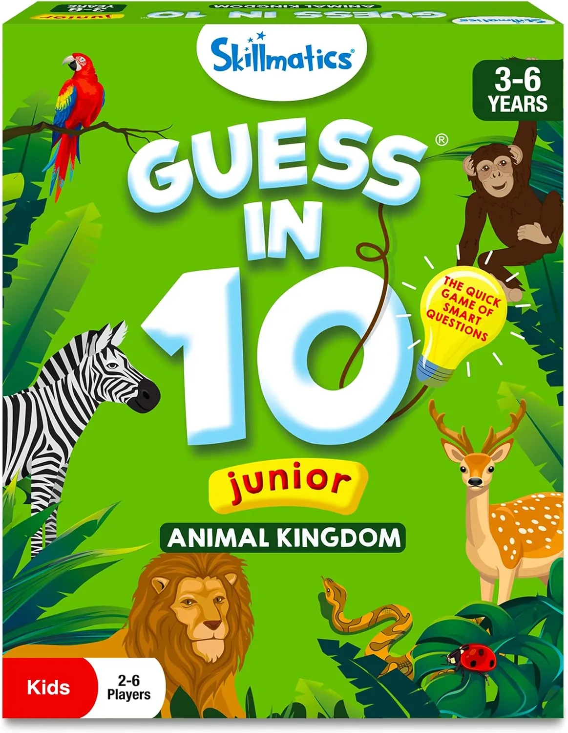 Skillmatics Guess in 10 Animal Kingdom, Perfect for Boys, Girls, Kids, Teens, Adults Who Love Animal Card Games, Trivia, Travel Games, Gifts for Ages 6, 7, 8, 9, 10, and Up