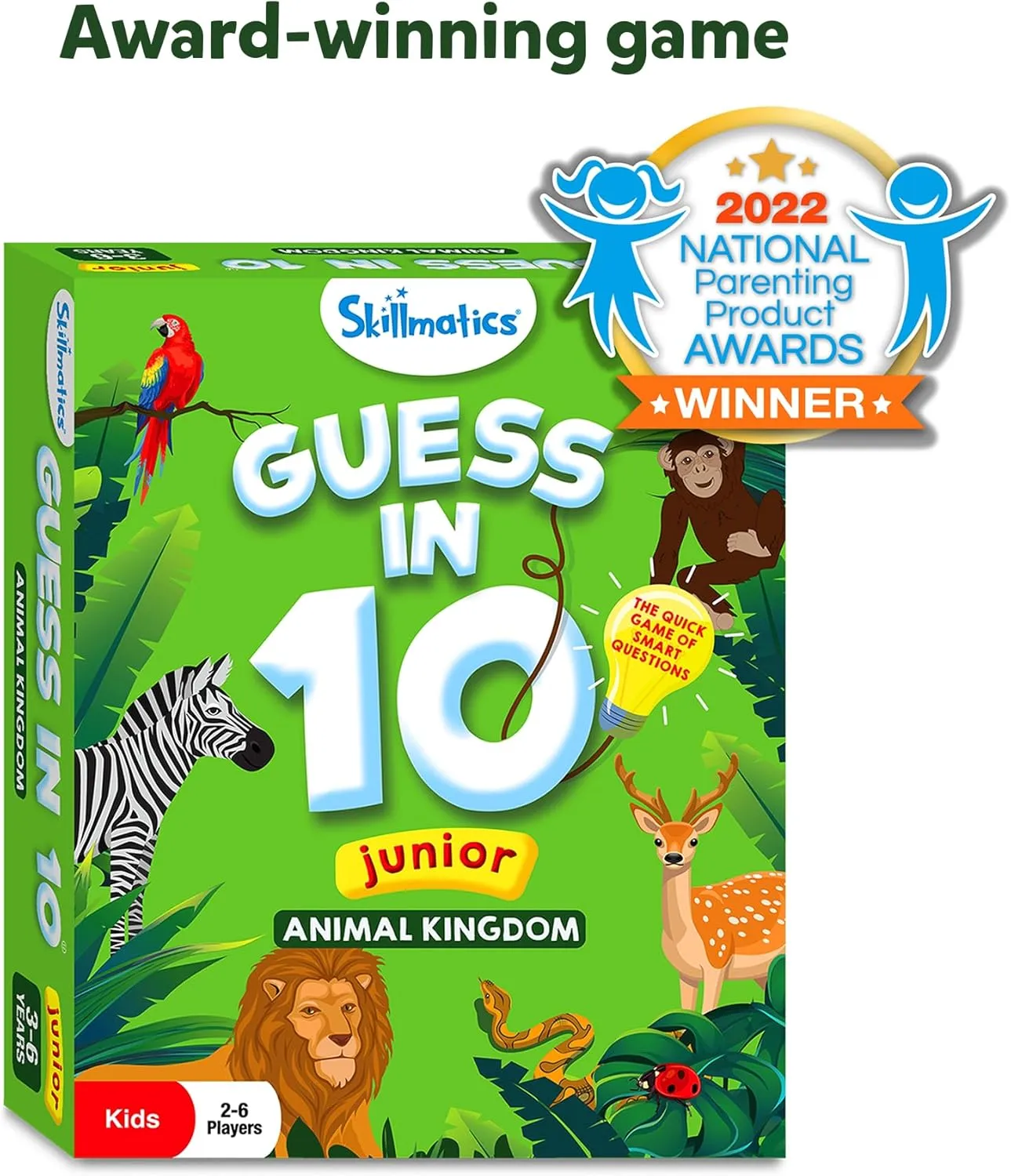 Skillmatics Guess in 10 Animal Kingdom, Perfect for Boys, Girls, Kids, Teens, Adults Who Love Animal Card Games, Trivia, Travel Games, Gifts for Ages 6, 7, 8, 9, 10, and Up