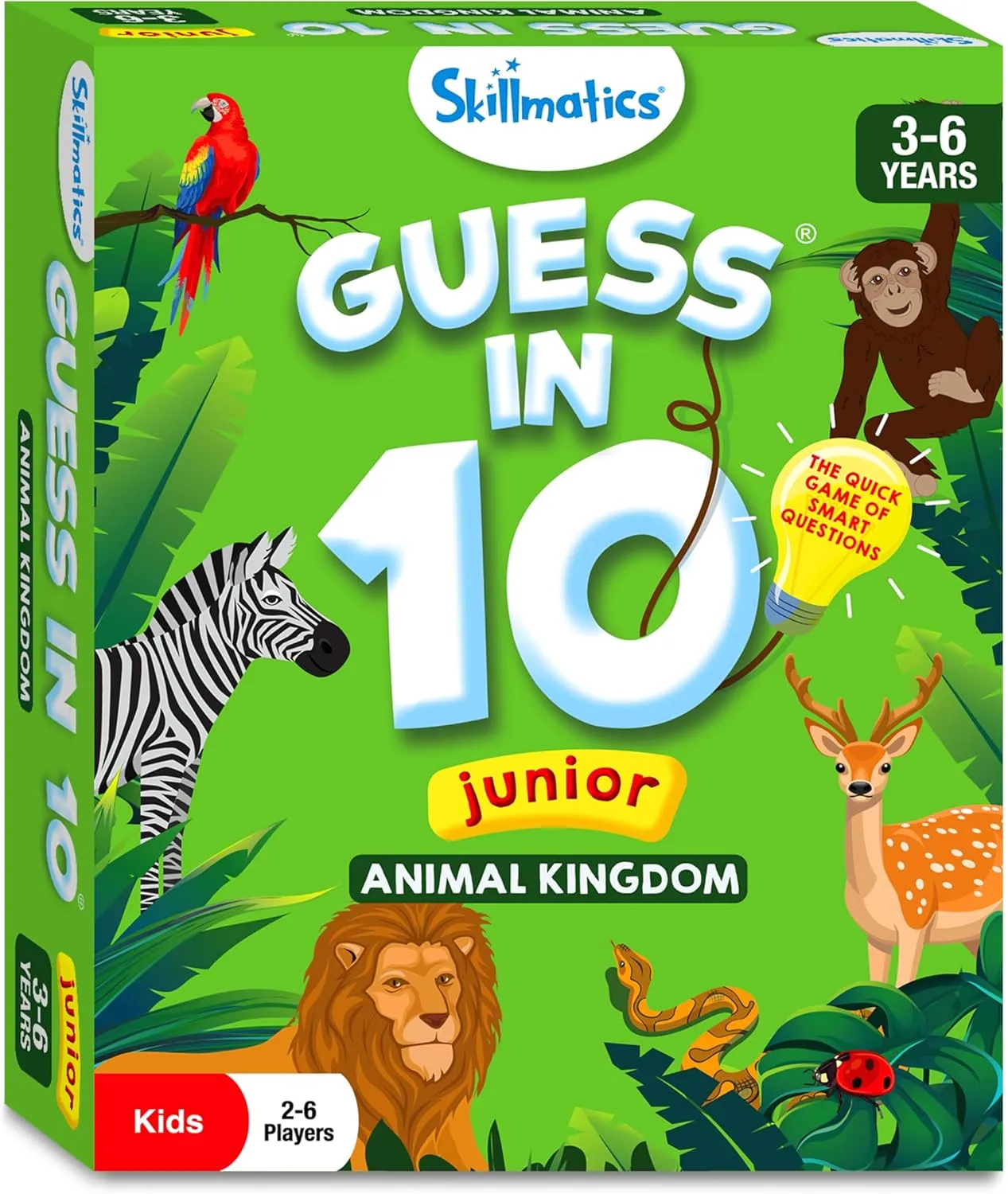 Skillmatics Guess in 10 Animal Kingdom, Perfect for Boys, Girls, Kids, Teens, Adults Who Love Animal Card Games, Trivia, Travel Games, Gifts for Ages 6, 7, 8, 9, 10, and Up