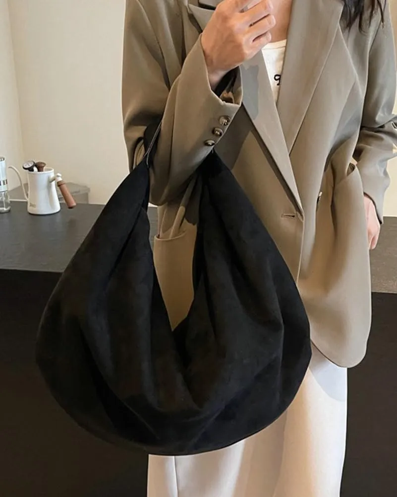 Slouchy Suede Shoulder Bag for Women Large Dumpling Tote Purse Soft Handbags Casual Top Handle Satchel