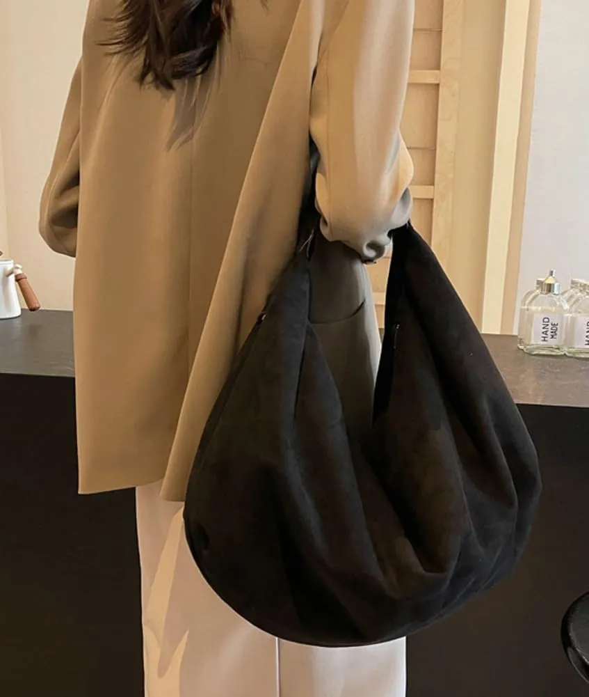Slouchy Suede Shoulder Bag for Women Large Dumpling Tote Purse Soft Handbags Casual Top Handle Satchel