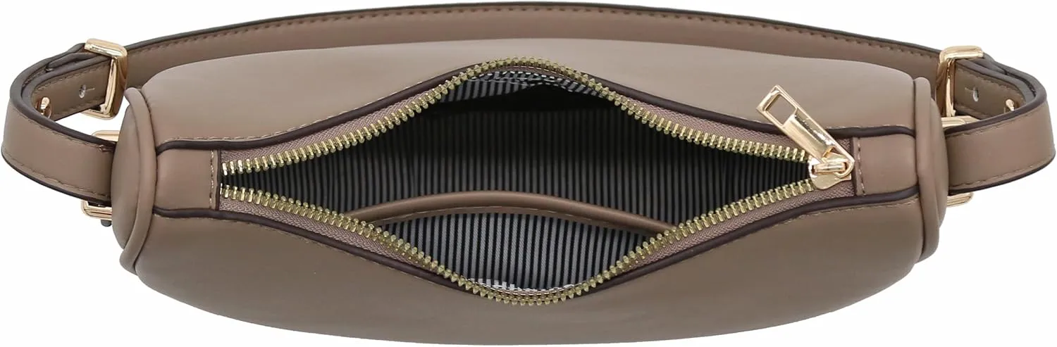 Small Crescent Smooth Faux Leather Underarm Shoulder Bag