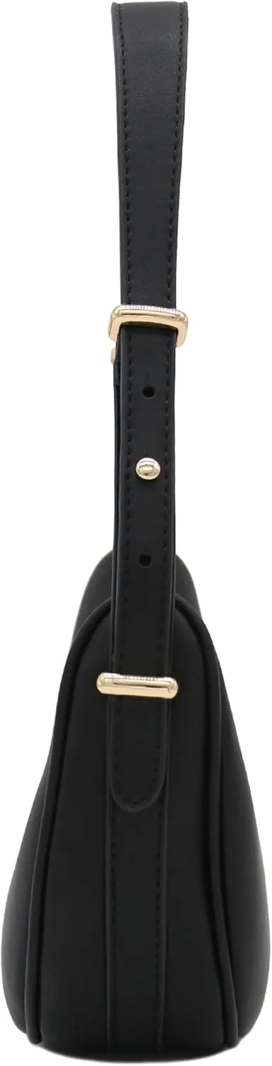 Small Crescent Smooth Faux Leather Underarm Shoulder Bag