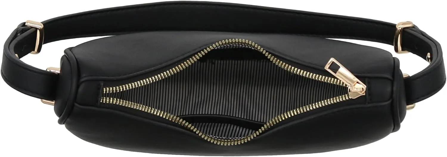 Small Crescent Smooth Faux Leather Underarm Shoulder Bag