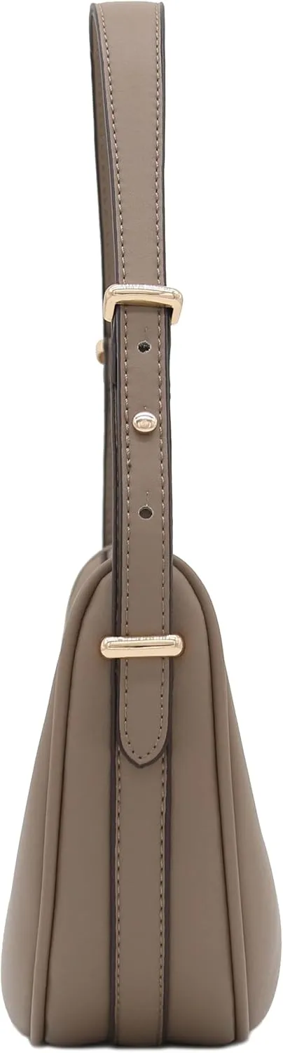 Small Crescent Smooth Faux Leather Underarm Shoulder Bag