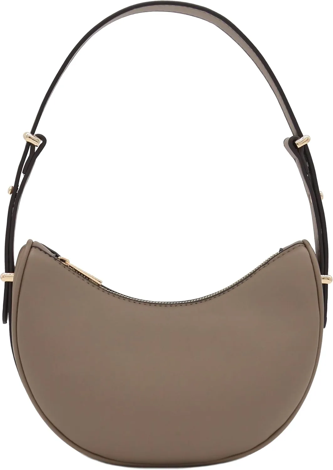 Small Crescent Smooth Faux Leather Underarm Shoulder Bag