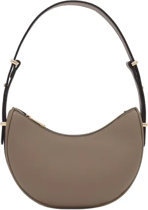 Small Crescent Smooth Faux Leather Underarm Shoulder Bag