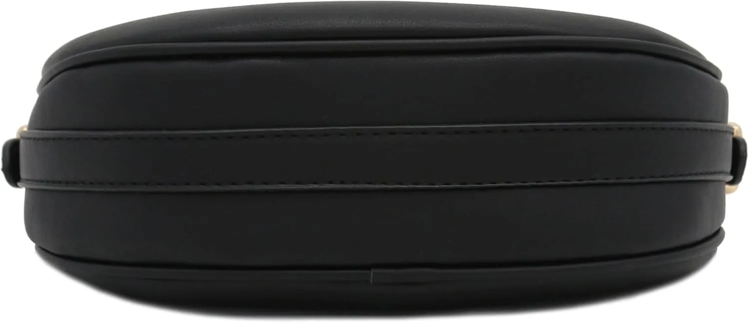 Small Crescent Smooth Faux Leather Underarm Shoulder Bag