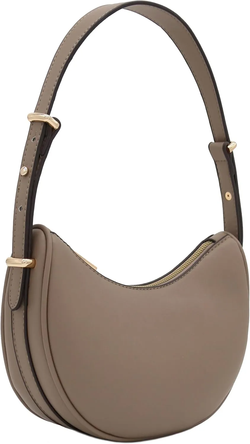 Small Crescent Smooth Faux Leather Underarm Shoulder Bag