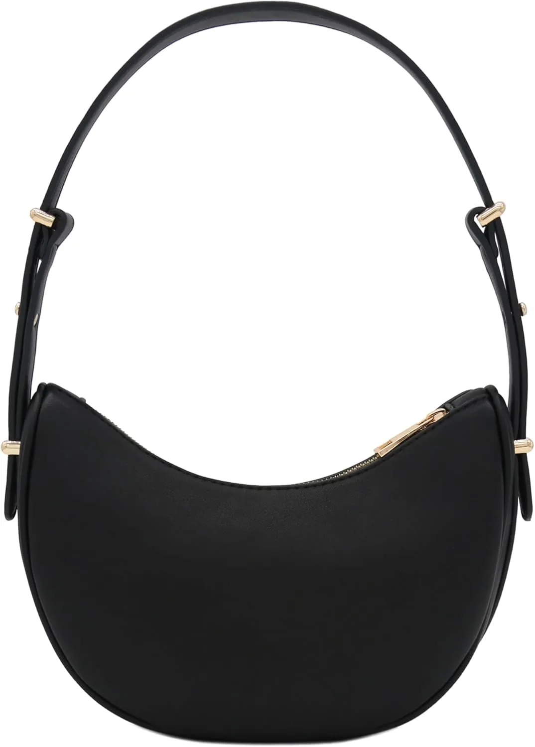 Small Crescent Smooth Faux Leather Underarm Shoulder Bag