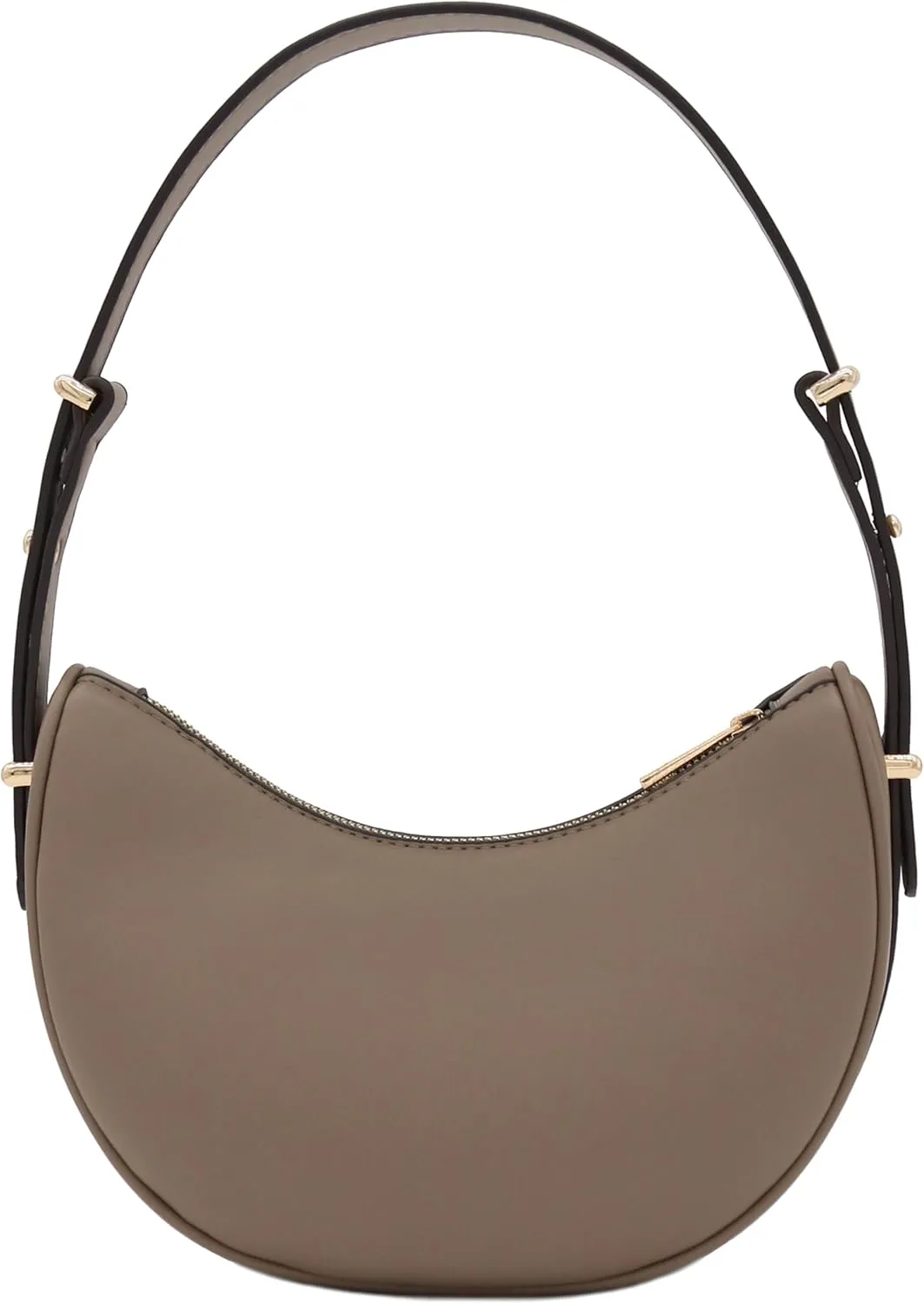 Small Crescent Smooth Faux Leather Underarm Shoulder Bag