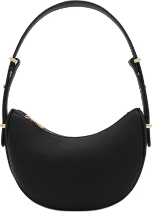 Small Crescent Smooth Faux Leather Underarm Shoulder Bag