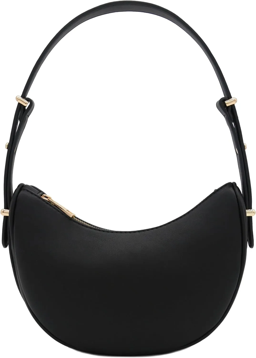 Small Crescent Smooth Faux Leather Underarm Shoulder Bag