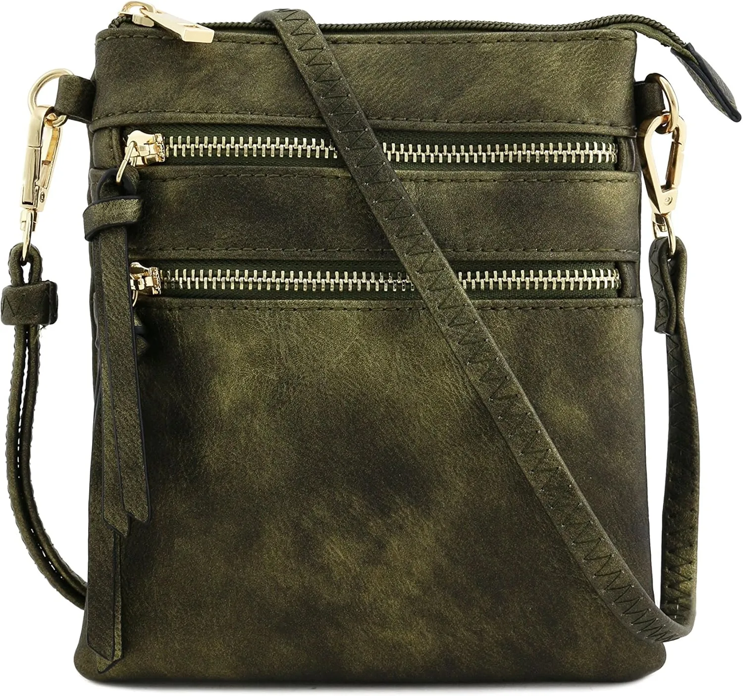 Small Lightweight Shoulder Bag for Women, Mini Multi Zipper Pocket Crossbody Handbag with Adjustable strap