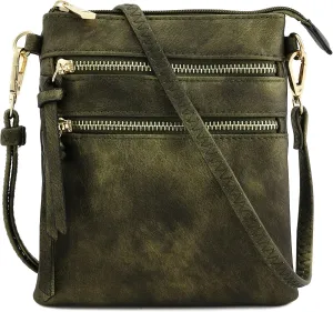 Small Lightweight Shoulder Bag for Women, Mini Multi Zipper Pocket Crossbody Handbag with Adjustable strap