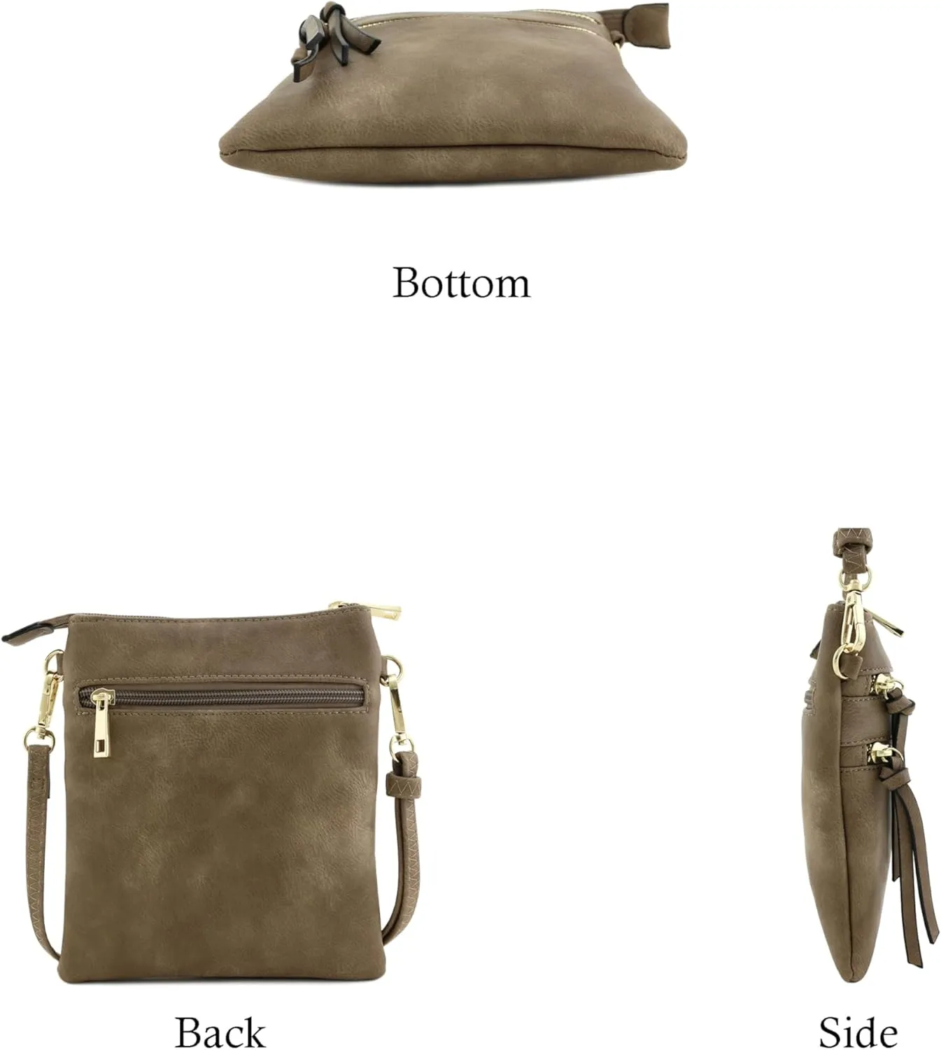 Small Lightweight Shoulder Bag for Women, Mini Multi Zipper Pocket Crossbody Handbag with Adjustable strap