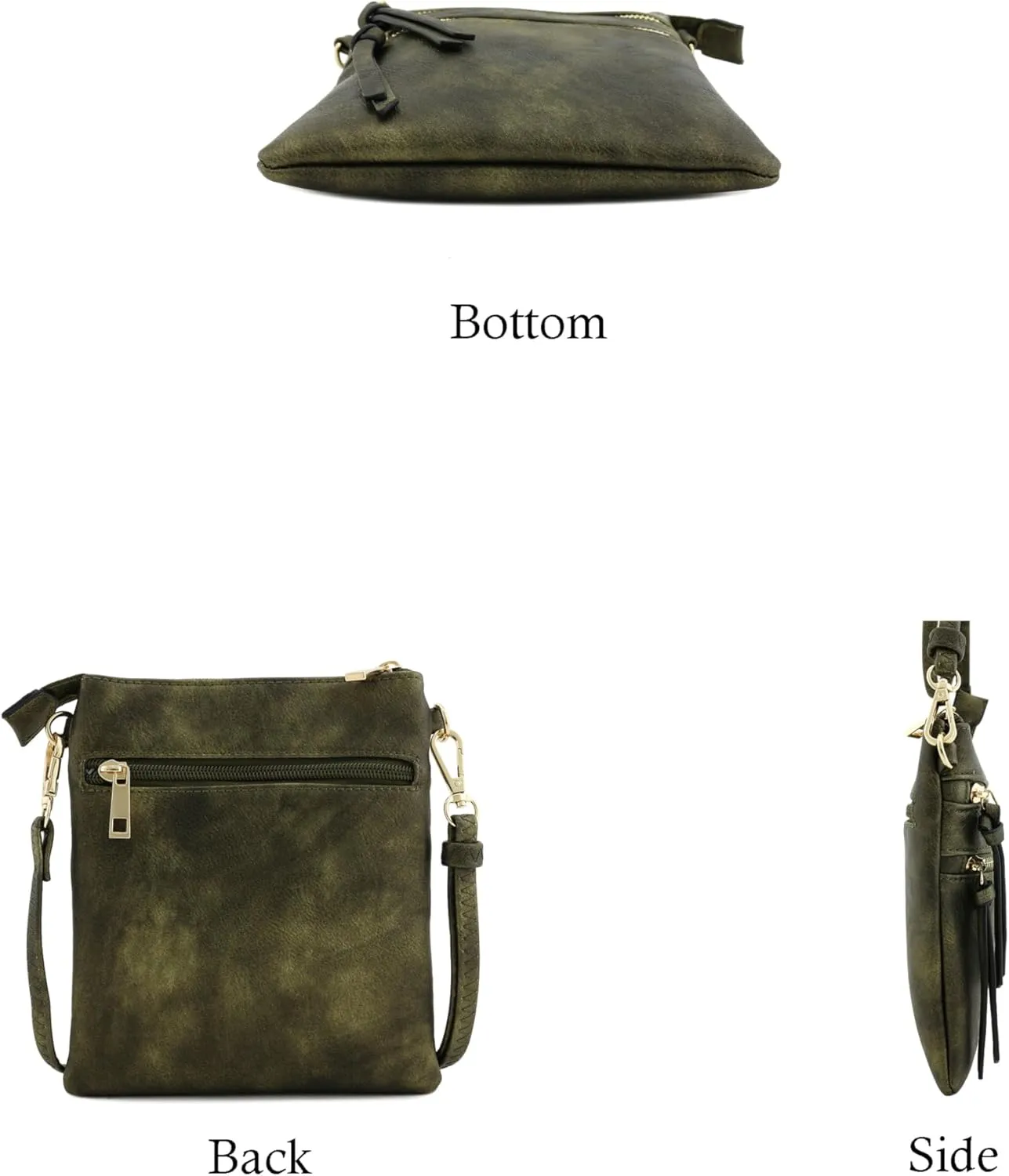 Small Lightweight Shoulder Bag for Women, Mini Multi Zipper Pocket Crossbody Handbag with Adjustable strap