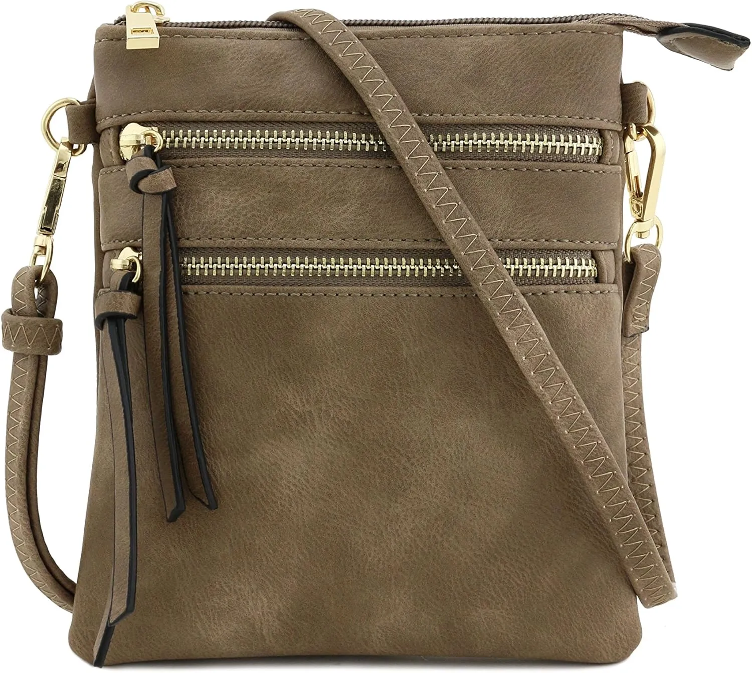 Small Lightweight Shoulder Bag for Women, Mini Multi Zipper Pocket Crossbody Handbag with Adjustable strap