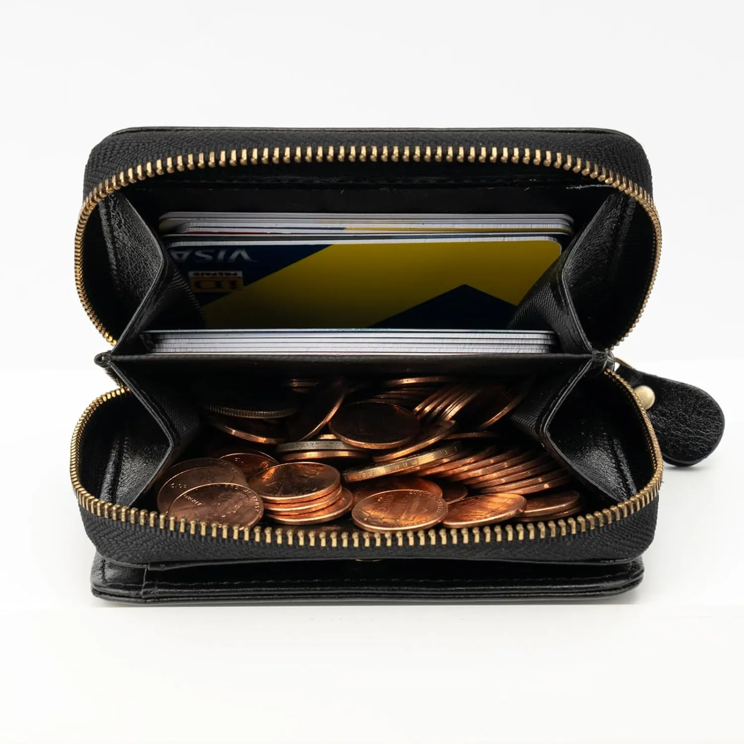 Small Wallet for Women, Genuine Leather RFID Blocking Credit Card Holder Slim Compact Coin Purse Women's Wallets with ID Window 8 Card Slots