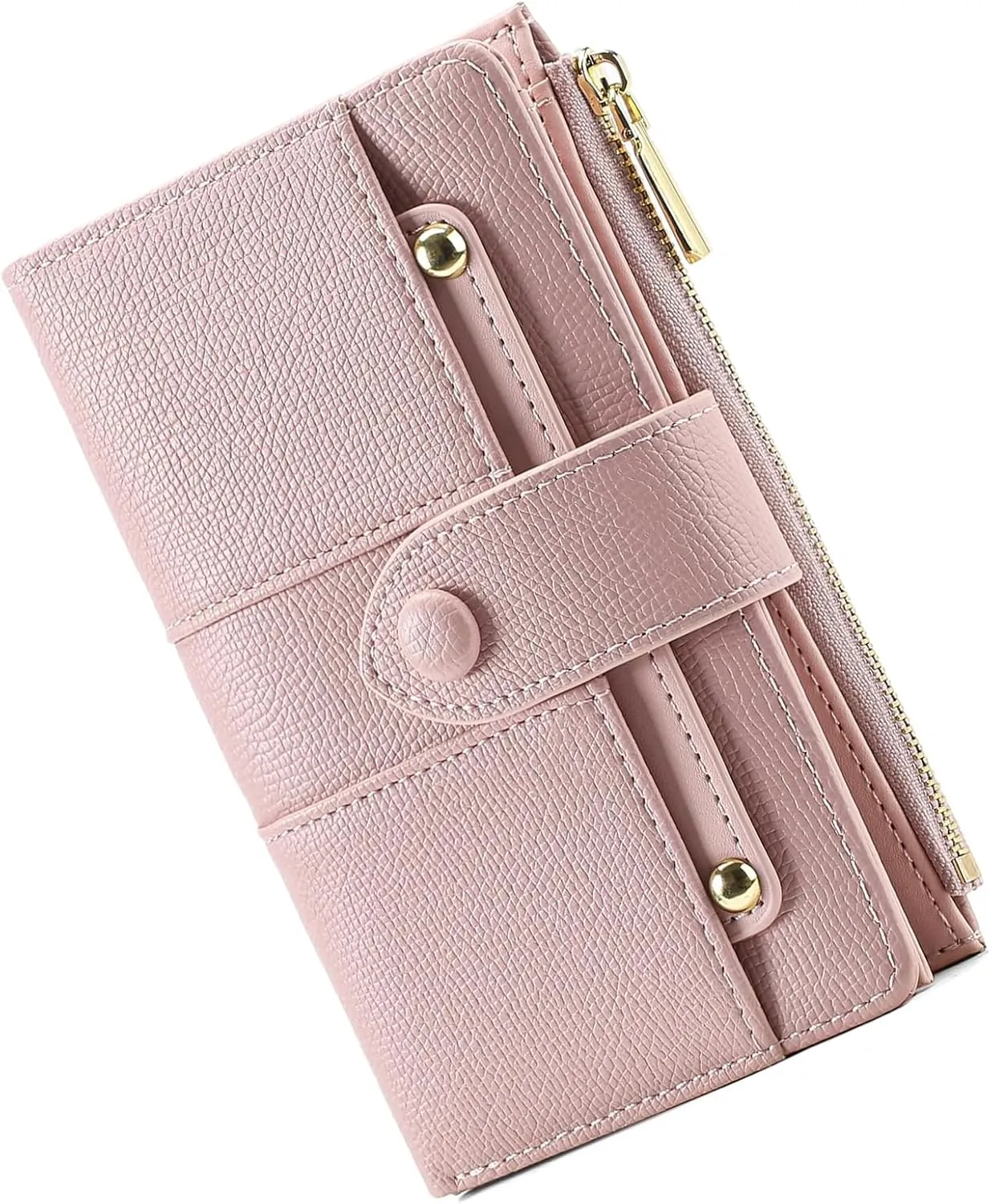 Small Wallets for Women Leather RFID Blocking Bifold Double Zipper Pockets Wallet Card Case Purse with 2 ID Windows
