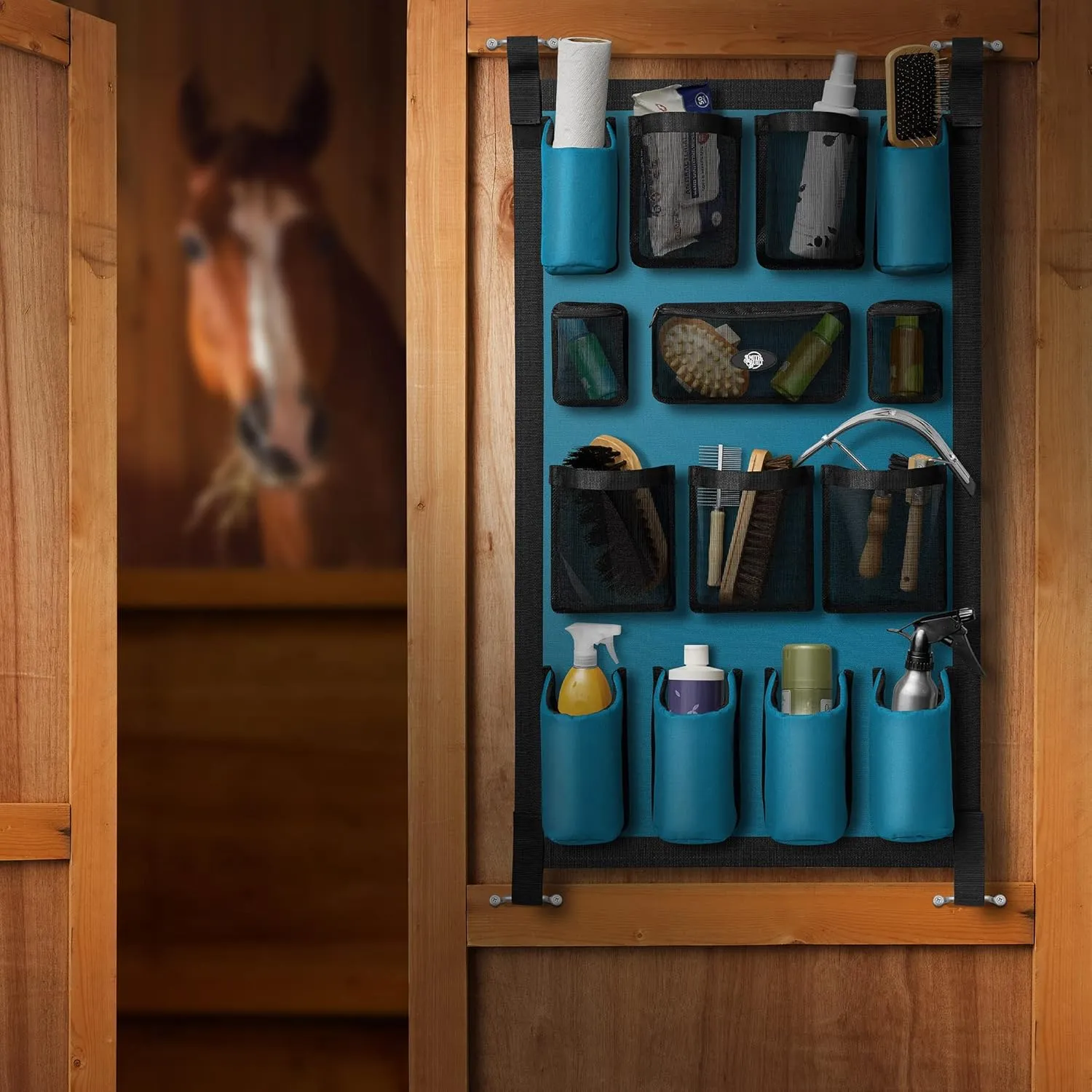 SmithBuilt Trailer Grooming Bag - Teal, Long Hanging Door Caddy for Horses