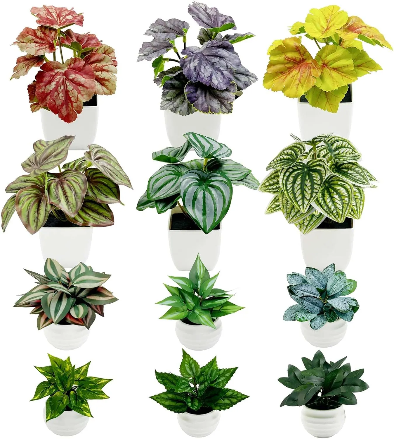 SNAIL GARDEN 12 Pack Small Artificial Plants in Pots,2 Sises Small Fake Plant for Home Decor, 5.5" & 3.5" Mini Potted Plants, Realistic Potted Plant Desk Decor for Office Bathroom