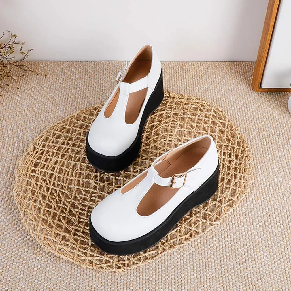SO SIMPOK Women Gothic Mary Janes Platform Shoes Uniform Dress Wedge Pumps Classic Oxfords Gifts