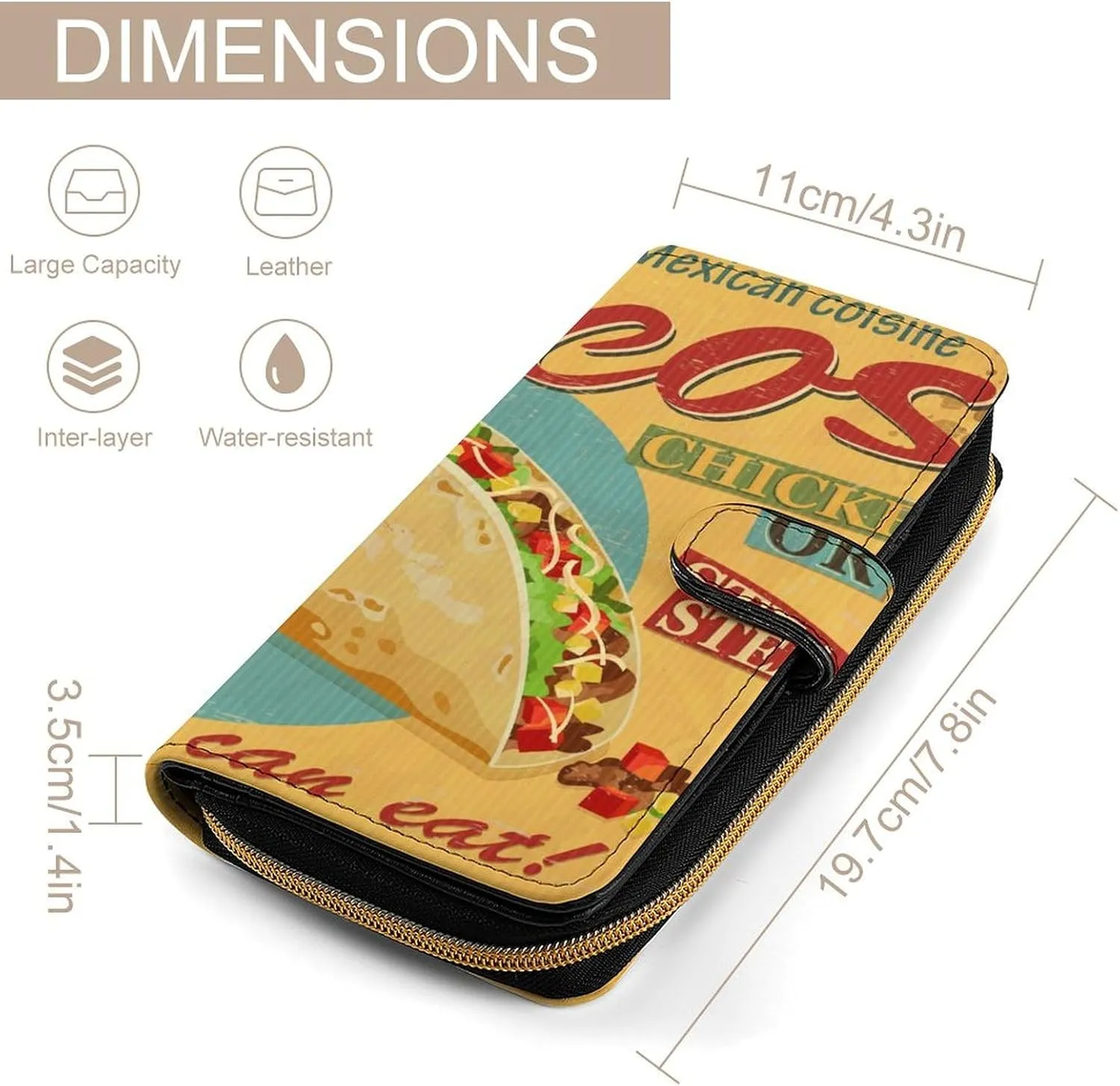 Soft Clutch PU Leather Wallet with 12 Card Slots, Zipper Card Case Holder Purse