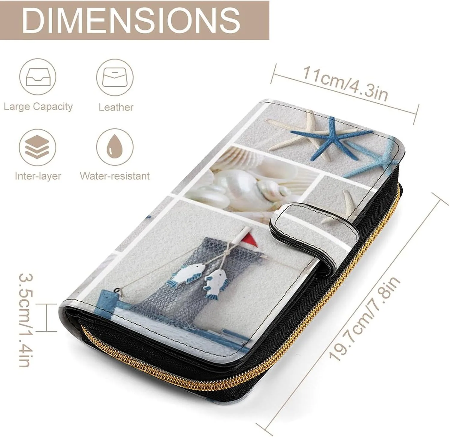 Soft Clutch PU Leather Wallet with 12 Card Slots, Zipper Card Case Holder Purse