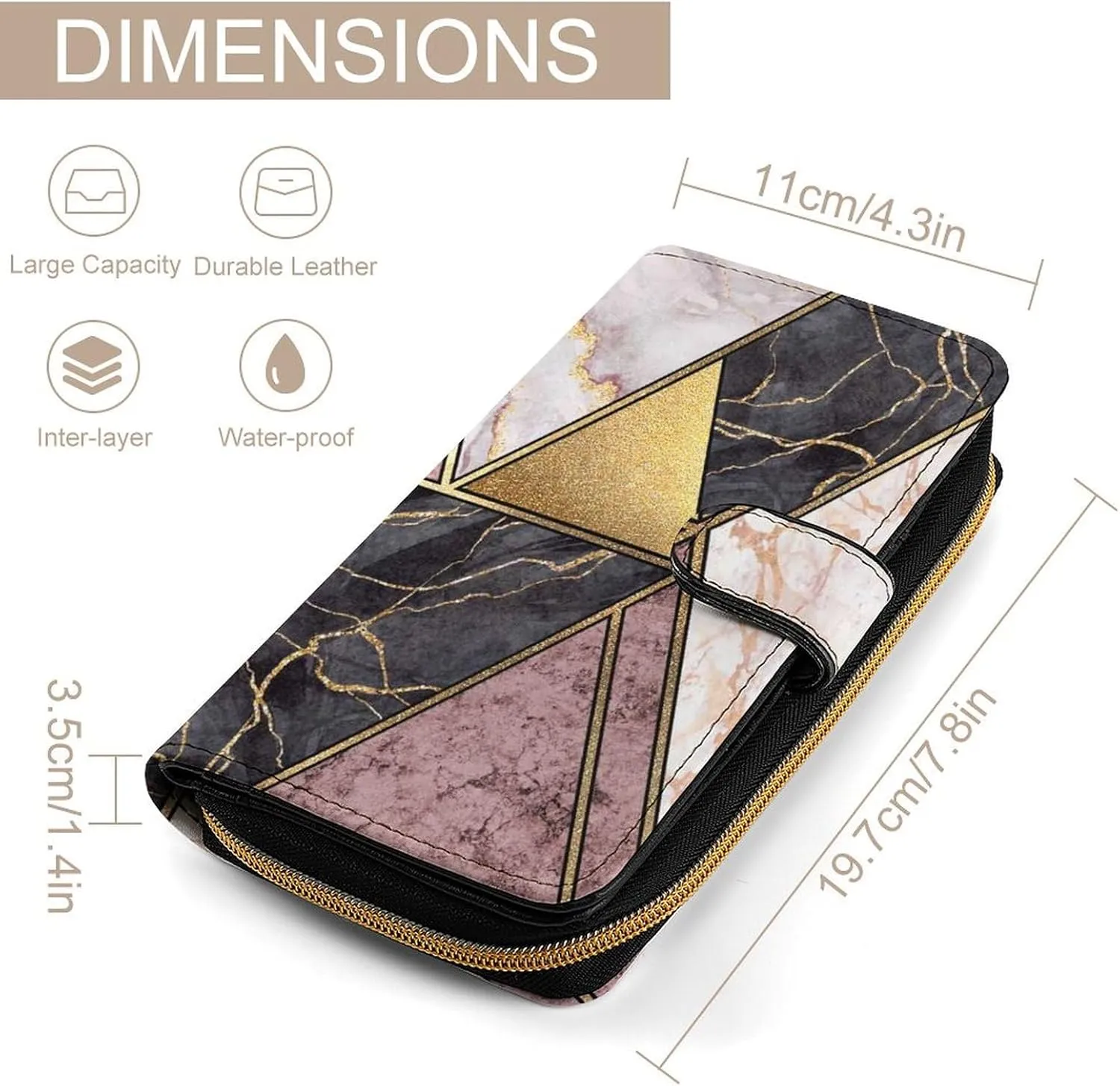 Soft Zipper Wallet with 12 Card Slots, Clutch PU Leather Card Case Holder Purse