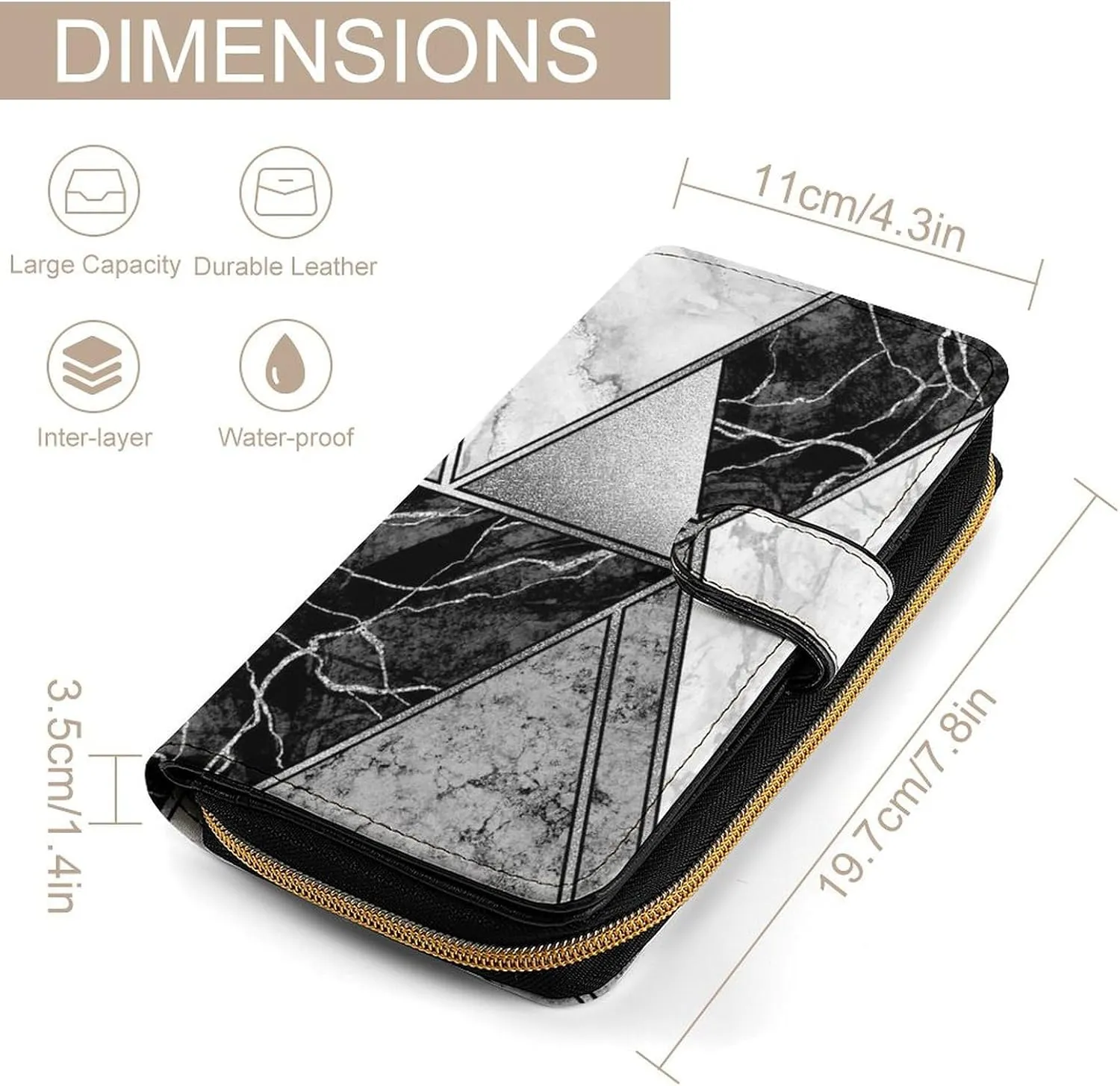 Soft Zipper Wallet with 12 Card Slots, Clutch PU Leather Card Case Holder Purse