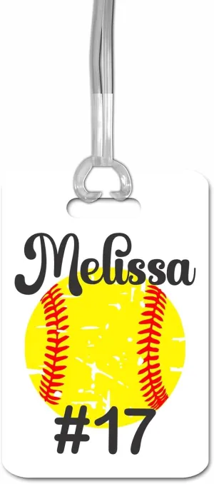 Softball Gifts for Girls Team, Personalized Bat Bag Name ID Tag, Christmas Stocking Stuffer, Teen Present Idea for Player